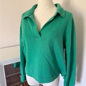 Target Green Long Sleeve Collared Top